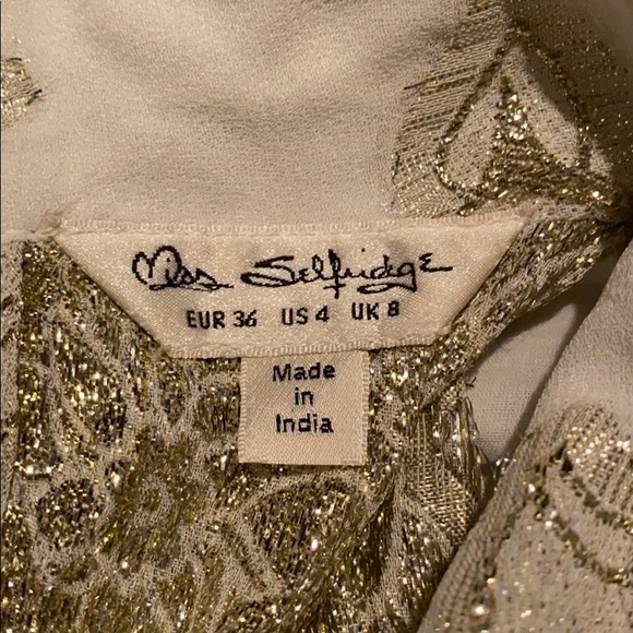 Miss Selfridge White Keyhole Shimmery Top - Picture 4 of 4